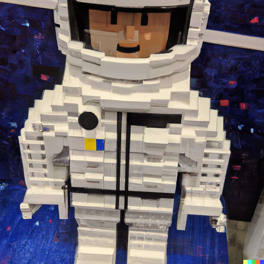 an astronaut, made from LEGO bricks